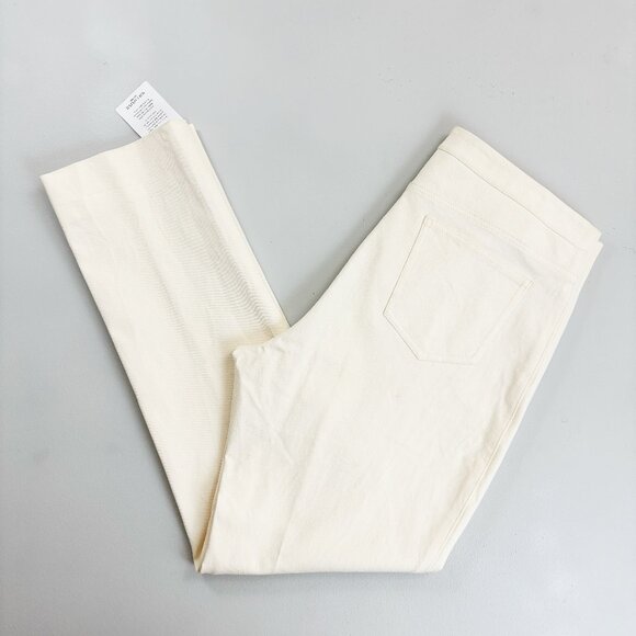 M.M. LAFLEUR The Hockey Jean SZ 14 NWD Stretch Denim Flat Front Cream Tusk FLAWS